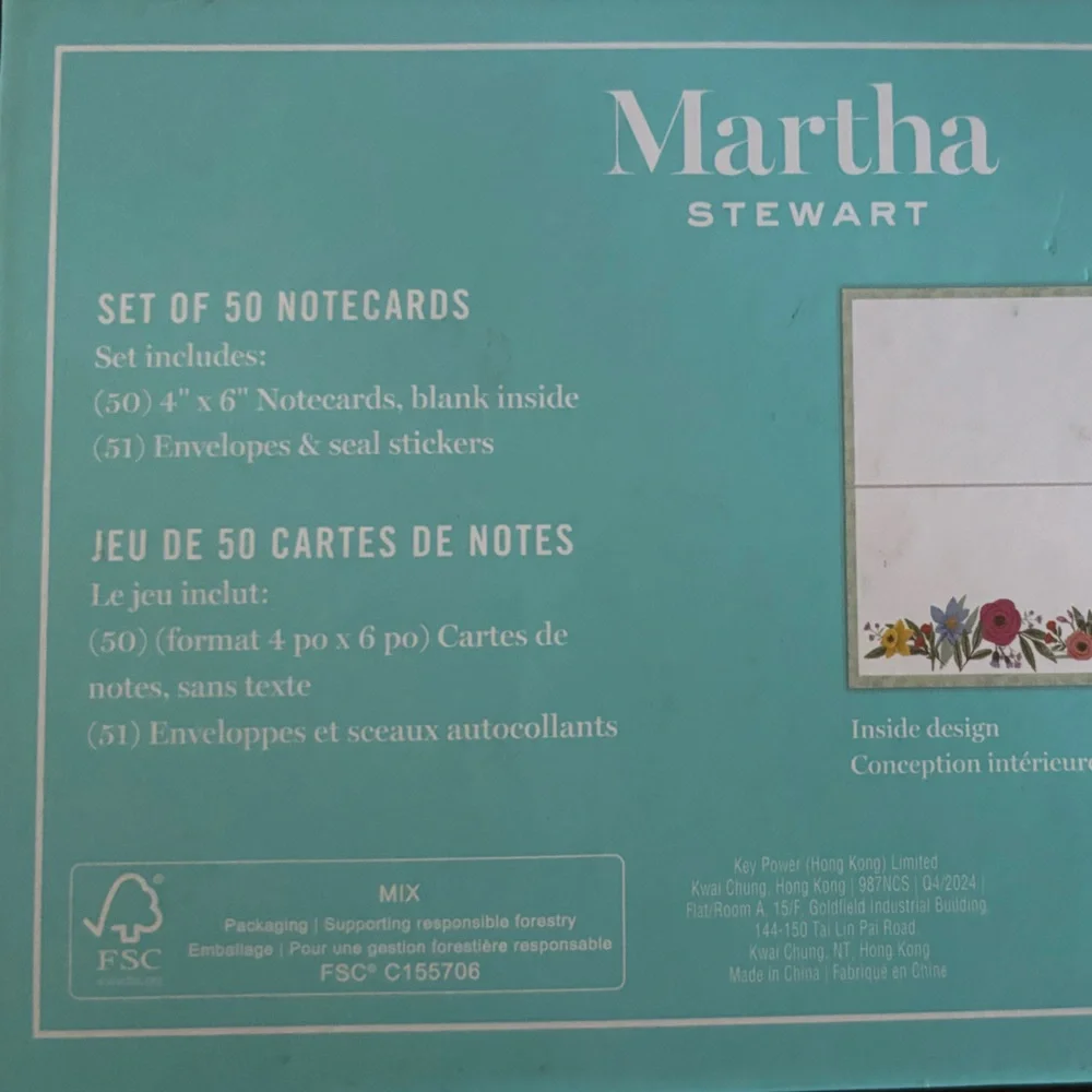 Martha Stewart-Set of 50 Thank You Notecards Envelopes and Seal stickers